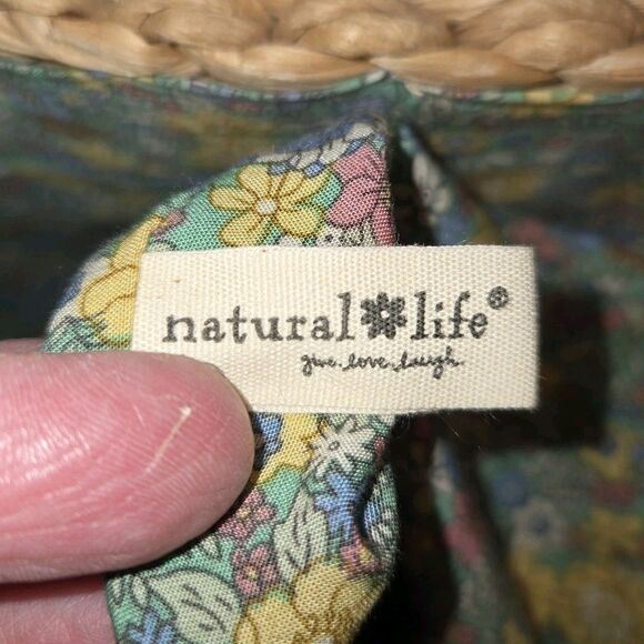 Natural Life Nantucket Large Flower Embroidered Straw Market Tote Bag 17"X12"X6" - Picture 10 of 11